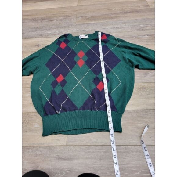 Clark and Gregory Scottish argyle size large 100% cotton green blue and red,  gr - Picture 2 of 7